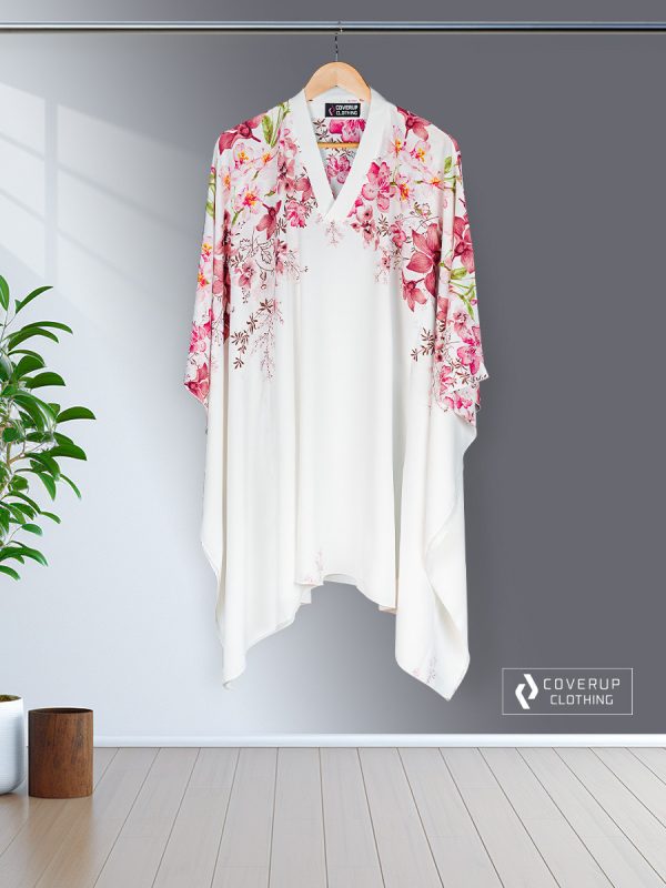 Midnight Blossom Luxe Kaftan ( Off White )