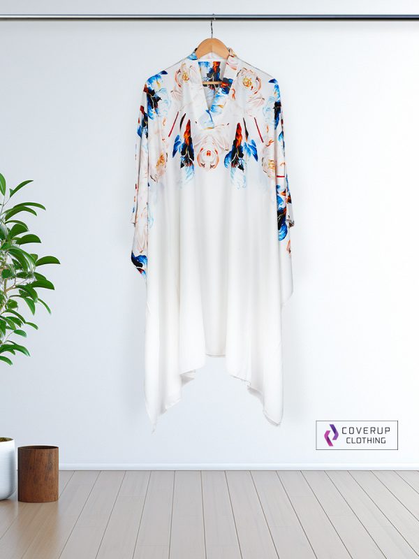 Midnight Blossom Luxe Kaftan ( White )